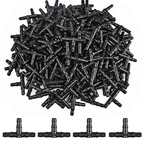EBANKU 500 Uds Conectores en T para Riego por Goteo 4/7 Accesorios de Conector de Manguera para Riego por Goteo de Jardín Sistema de Riego Herramienta de Jardín |