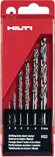 Hilti 213950 Juego de 6 brocas helicoidales HSS para metal (2-8 mm. Accesorios para taladro atornillador) | HILTI