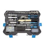 Karcher maletín de herramientas - 135 piezas incluye martillo, alicates, juego de destornilladores, llaves de carraca, llaves de combinadas, cinta métrica y mucho mas |