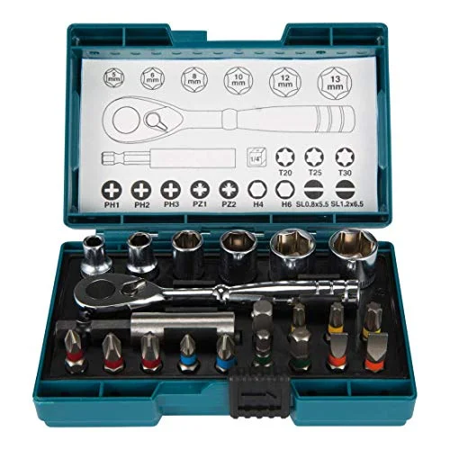 Makita B-54081 - Set puntas+llave carraca(21p), Multicolor | MAKITA