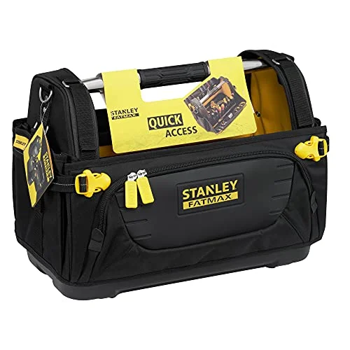 Stanley FatMax Quick Access Trage FMST1-80146 (Werkzeugtasche aus strapazierfähigen 600er Denier Nylon, schneller Zugriff auf das Werkzeug, mit rutschfestem Stahlgriff, verschließbare Seitenteile) | STANLEY