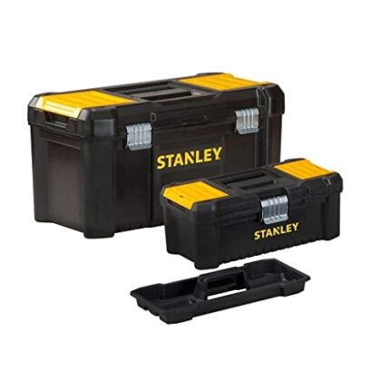 Stanley STST1 – 75772 - Bonus Pack 2 Cajas de herramientas de plástico 12.5"/32cm + 19"/48cm , Cierres de metal, Negro/Amarillo | STANLEY