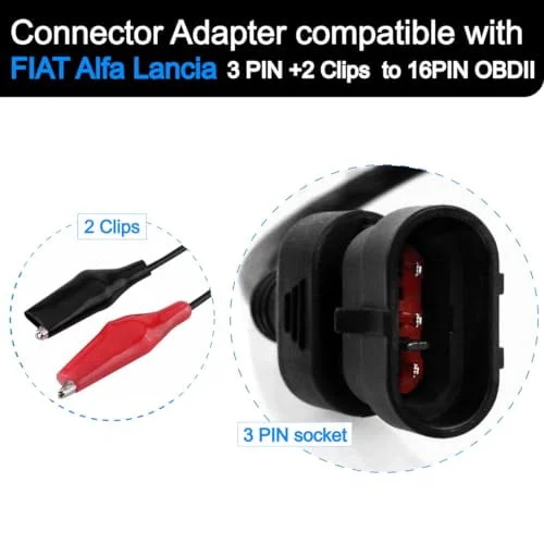 Goliton OBD OBD2 Adaptador de diagnóstico de Conector de 16 Pines Compatible con FIAT de 3 Pines |