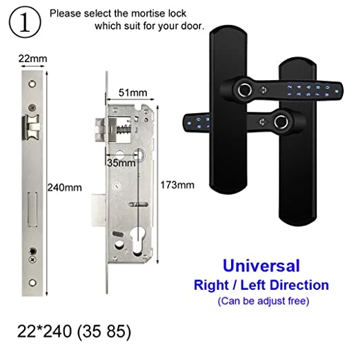 Cerradura de Puerta Inteligente Contraseña de Doble Huella Digital Bluetooth TTlock Manija de Puerta de Metal Hueco de Hierro Forjado (Color: 40 85, Tamaño |