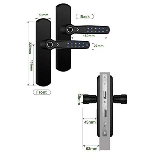 Cerradura de Puerta Inteligente Contraseña de Doble Huella Digital Bluetooth TTlock Manija de Puerta de Metal Hueco de Hierro Forjado (Color: 40 85, Tamaño |