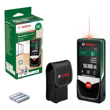 Bosch AdvancedDistance 50 C Medidor Láser (Mide con precisión distancias de hasta 50 m, Pantalla táctil, Diferentes Funciones de medición con Asistencia integrada, en Caja de cartón) |