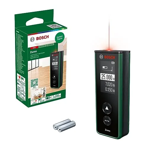 Bosch Medidor Láser Zamo 4.ª gen. (medición fácil y precisa hasta 25 m, pilas recargables mediante USB-C®, con función de acoplamiento, en caja) |