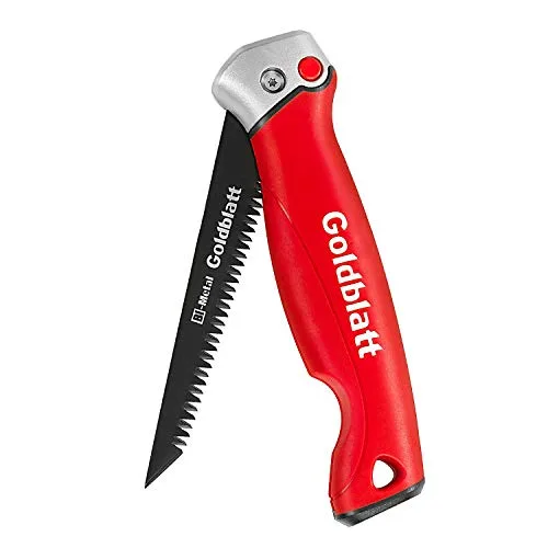 Goldblatt Sierra Plegable 310mm, Serrucho para Placa de Yeso, Serrucho Pladur Bimetálica de 8 TPI, 3 Ángulos de Bloqueo, Sierra de Podar con Hoja Curva, Agujero de Colgar |